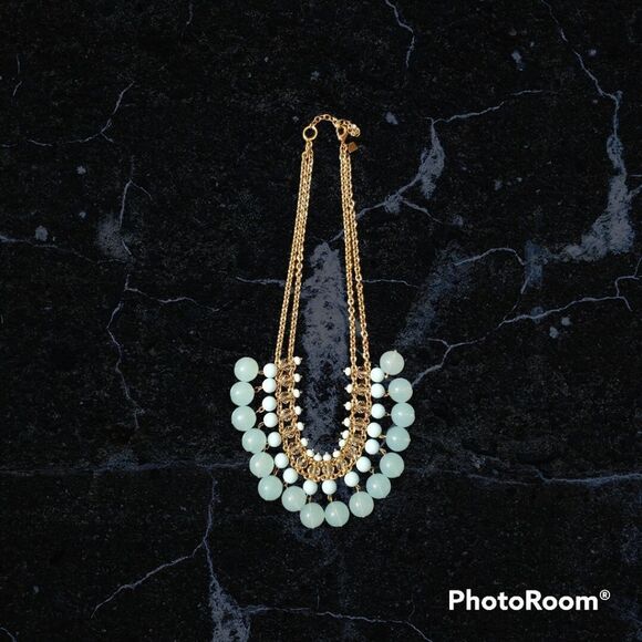 Blue bobble necklace, gold chain - Picture 7 of 7